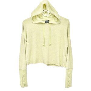 Nike Dri-FIT Pale Yellow & Grey Heathered Cropped Hoodie XS Lightweight Pullover